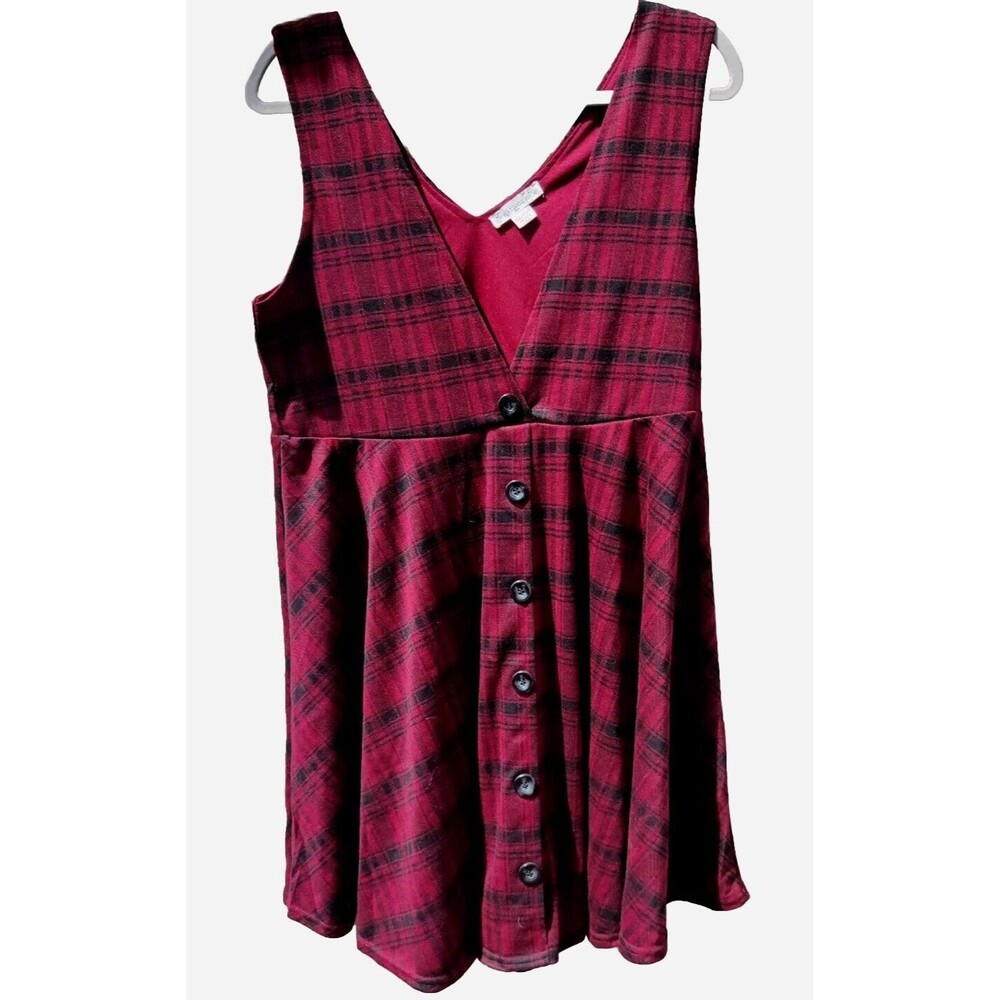 Girls XXL Plus Knit Works Kohls Button Front Jumper Dress Red Plaid Christmas 🎄